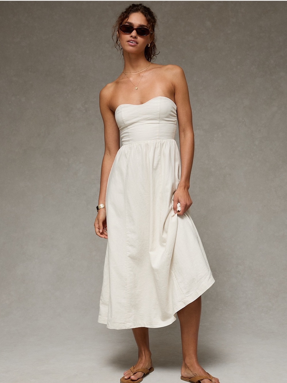 NWT American Eagle Outfitters with Straps or Strapless Cream Midi Dress -Size Sm